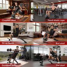 7-Level Incline Decline Foldable Weight Bench, Adjustable Dumbbell Bench With Leg Extension & Headrest, Full Body Strength Training Equipment - Black With Red Trim - View 3
