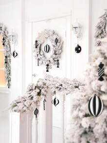 20/10Pcs Indoor Christmas Tree Decoration Set - Black & White Candy Cane Christmas Tree Ornaments, Cute Candy Decorations, Tree Topper, Home Office Holiday Party Vase Decor, Christmas Tree Hangings, Christmas Gifts, Christmas Room Decor - Christmas Black Ornament - View 6