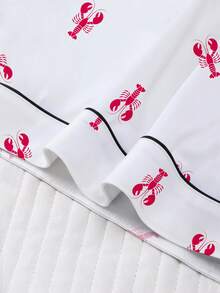 Set Piyama Wanita 2 Potong, Motif Lobster, Pakaian Santai Wanita, Pakaian Liburan Musim Semi/Panas, Atasan Lengan Pendek dan Celana Pendek - Putih - View 6
