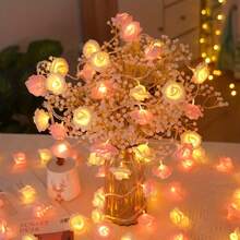 10-Light String Artificial Rose Lights, Suitable For Mother's Day, Backyard, Bar, Cafe Style, Camping Lighting, Patio, Wedding, Bedroom, Birthday Party, Graduation Season, Bar And Garden Decoration (Battery Not Included) - Rose String Lights - View 9