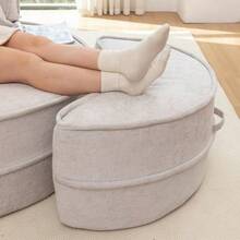 Round Sofa With 5 Cushions And Ottoman For Living Room And Bedroom - 灰色 - 查看 9