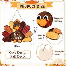 Autumn Wooden Hanging Decoration, Harvest Pumpkin Maple Leaf Wreath Wooden Sign, Thanksgiving Entryway Wooden Door Hanging Decor, Suitable For Farmhouse, Home Front Door Autumn Decoration, Halloween Decor, Fall Decor, Room Decor - Multicolor - View 10