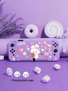 New Switch 2 Protective Case (2025) Game Accessory, 1pc Compatible With Switch 2/Switch OLED/Switch NS/Lite, Cartoon Strawberry Rabbit Pattern Protective Shell, Storage Bag, Switch Battery Version Game Console Accessory Protective Case, Anti-Scratch Cover, Free Joystick Cap, Best Gift Compatible With Switch Game Players. - Multicolor - View 29