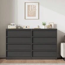 Cómoda Moderna 4 Cajones Acabado Negro Antiguo – Madera Resistente, Kit Antivuelco Incluido – Para Dormitorio, Cuarto Infantil, Entrada o Comedor – Gran Capacidad de Almacenamiento - Negro - Ver 2