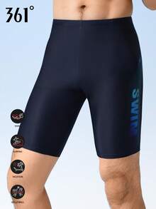 361degree 361° New Racing Swim Trunks For Men, Professional Sports Swimwear With Adjustable Waist Drawstring Black - Black - View 1