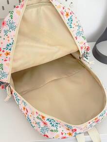 1 Set Casual College Style Floral Pattern Backpack Set, Includes Backpack, Lunch Bag And Pencil Case, With Laptop Compartment, Adjustable Shoulder Straps, Multi-Pocket Large Capacity, Multi-Function School Bag Set, Suitable For Girls/Teenagers/College Students/Graduates Daily Use/Vacation/Travel/Back To School. - 2347 - View 4