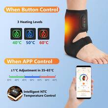 Hailicare Alat Pijat Pergelangan Kaki dan Kaki yang Dikendalikan Aplikasi, 3 Tingkat Panas & 3 Tingkat Getaran, Baterai Isi Ulang 3000mAh, Pengatur Waktu Pintar, Hadiah untuk Relaksasi - Hitam - View 4