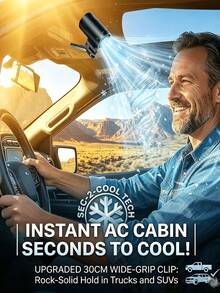 Car Clip-On Fan 360° Rotatable Mini Fan, Suitable For Car Sun Visor, Roof Handle, Seat Belt, Seat, Compact Portable Rechargeable Cooling Fan With LED Display, Suitable For Vehicle, SUV, RV, Van, Stroller, Hands-Free Waist-Clip And Neck-Hanging Fan, Suitable For Outdoor, Tent - A - View 5