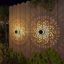 1/2/4pcs Solar Powered Small Ceramic Pot Mandala Iron Art Wall Light Outdoor Garden Light Warm White LED Suitable For Yard Lawn Park Path Decorative Light - Mandala Wall Lamp - View 1