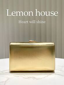1 Stück gold glänzende reflektierende PU-Stoff kleine Clutch-Tasche, Damen Abendtasche, Handtasche, Party-Tasche, Hochzeits-Brauttasche, mit Metallkette, geeignet für Bankett, Party, Tanz, Cocktail, Hochzeit, Festival, für Frauen, perfektes Geschenk für Frauen - Gold - Übersicht 1