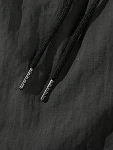 Men's Spring/Autumn Lightweight Colorblock Side Stripe Straight Leg Drawstring Waist Loose Woven Casual Sports Pants - Dark Grey - View 4