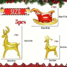 2/3/5pcs Oversized Gold 4D Reindeer Sleigh Shaped Aluminum Foil Balloon Toy Cartoon Christmas Decoration Reindeer Balloon Set, Suitable For Christmas - View 9