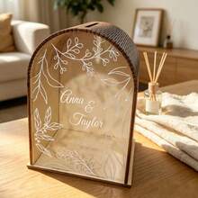High-Quality Wooden Wedding Blessing Card Gift Box, Arch-Shaped Wedding Reception Party Decoration Ornament - 1PC - View 6