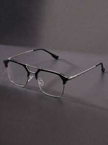 1 paire de lunettes à demi-monture en métal pour hommes, polyvalentes et premium pour le port quotidien, les voyages, les fêtes, la plage et les vacances - multicolore - Voir 1