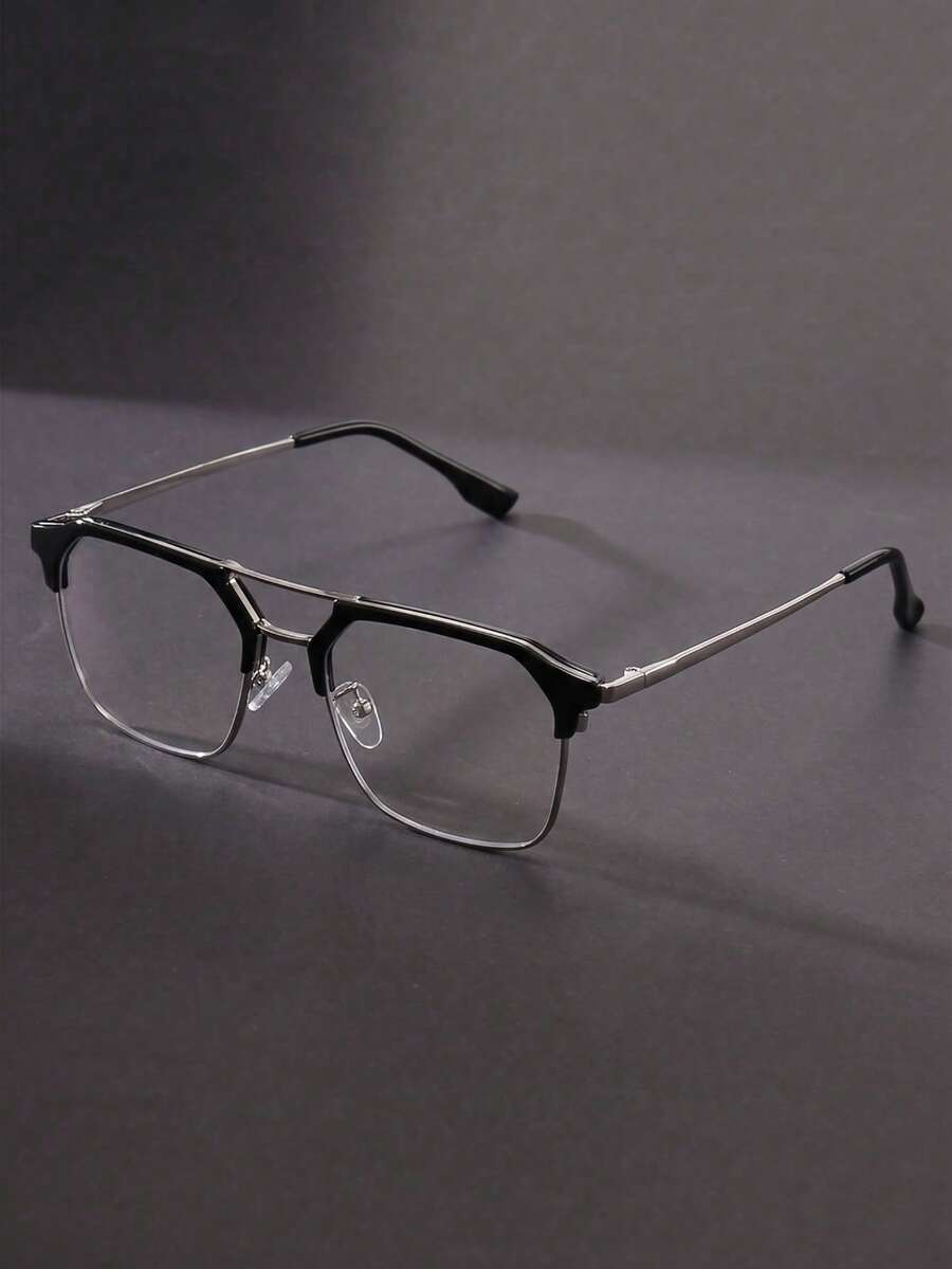 1 paire de lunettes à demi-monture en métal pour hommes, polyvalentes et premium pour le port quotidien, les voyages, les fêtes, la plage et les vacances - multicolore - Voir 1