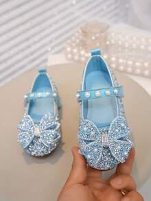 Girls' Summer Princess Flat Shoes With Bow Design, Versatile Daily School Shoes For Toddlers, Little Kids And Big Kids - Blue - View 3