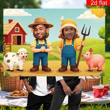 2D Flat Banner, 1pc Farm Fun Photo Frame Party Banner, Polyester Pastoral Animal Pattern Photo Booth Prop Banner, Suitable For Role Play, Costume Party, Home Celebration, Birthday Game Party - Multicolor - View 5