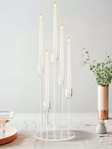 1pc Acrylic 5-Candle Holder Stand Home Decor Wedding Decor Room Decor - Multicolor - View 2