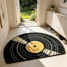 1pc Black Vinyl Record Half Moon Rug, Bedroom Decor, Small Rug, Carpet, Home Decor, Living Room Rug, Living Room Small Rug, Bedroom Rug, Living Room Home Decor, Outdoor Rug, Washable Rug - Multicolor - View 2