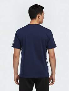 Adidas Men's M 3S SJ Short Sleeve Knit Collarless T-Shirt TJE6399 - Blue - View 2