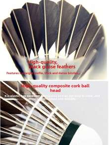1 Tube 12 Shuttlecocks: Indoor/Outdoor Training, Composite Cork Base, Stable Wind-Resistant Flight, Steam Cured. Includes 6 Nylon Balls, Suitable For Home Entertainment. - Multicolor - View 11