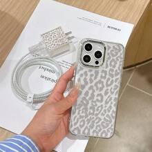 6pcs Metal Photo Frame Transparent Leopard Print Phone Case + Charger Head Cover + Cable Protector + Storage Rope + Data Cable Protector Rope TPU Anti-Drop Protective Case For IPhone 11 12 13 14 15 16 17 Pro Max, Suitable As Birthday And Christmas Gifts For Couples, Family, And Friends - Multicolor - View 4