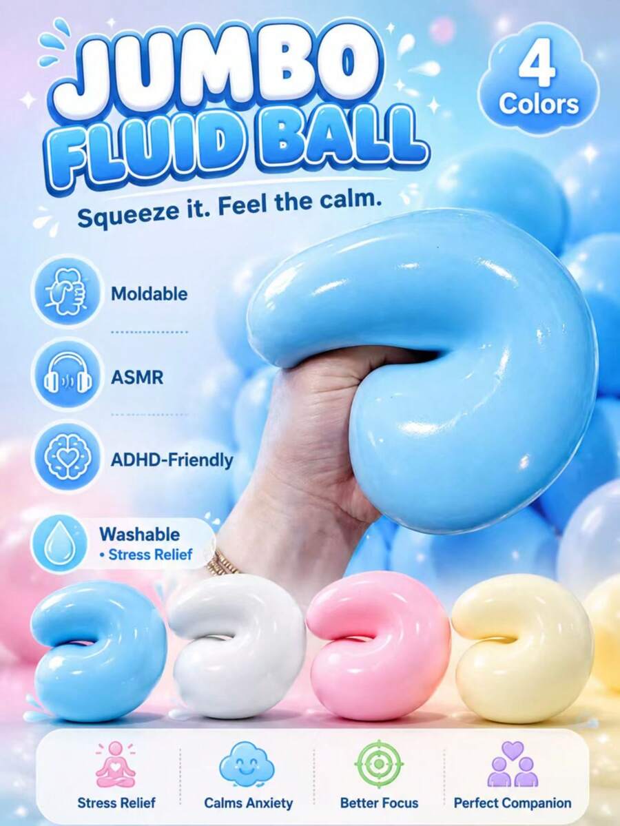 Popular Giant Daifuku Soft Squishy Stress Relief Toy, Extra Large Soft Squeeze Toy For ASMR And ADHD Focus, Slow Rebound Mochi Ball Squishy, Suitable For Learning, Work, Classroom And Travel, Cute Portable Room Decor, Back To School Gift, Fun Large Squeeze Toy For School Use