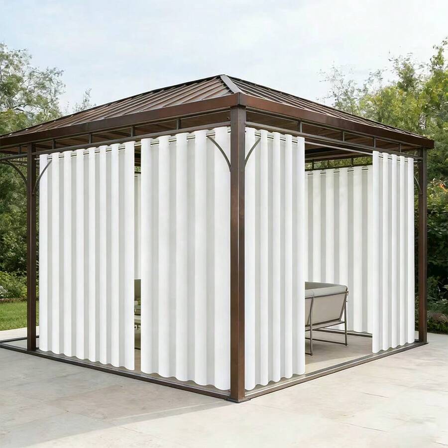 Outdoor Curtains, Suitable For Patios, Porches, Gazebos, UV-Resistant And Fade-Resistant, Offering Both Sun Protection And Privacy Decoration; Sold In Pairs - B - View 1