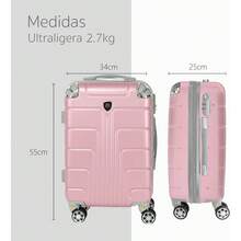 Maleta Rígida De Viaje 20 Pulgadas Resistente Al Agua, maleta de cabina ligera con ruedas 360°, cerradura antirrobo y esquinas reforzadas ideal para vuelos cortos y regreso escolar - Rosa - Ver 4