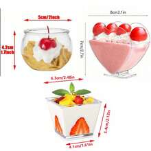 5pcs/10pcs/15pcs Clear Plastic Dessert Cups Heart-Shaped Round Square Mousse Pudding Cups Party Tiramisu Fruit Yogurt Serving Containers - Multicolor - View 6