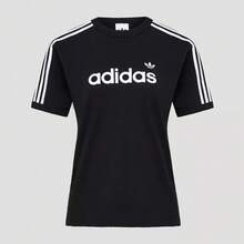 Adidas Women's Summer New LINEAR TEE Short Sleeve T-Shirt - Black and White - View 4