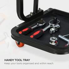 HOMCOM Workshop Stool, Rolling Machine Stool With 360Â° Swivel, Padded Seat, Tool Tray, Red - A - 查看 9