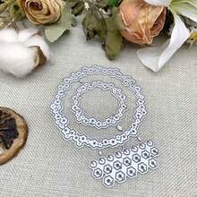 Lace Round Circle Cutting Dies,Round Frame Die Cuts Circle Stencils Die Cut For DIY Photo Album Card Craft Paper Embossing Supplies - Silver - View 2