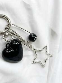 1pc Korean Style INS Five-Point Star Summer Dopamine Heart Necklace, Clavicle Chain, Sweater Chain, Adjustable Minimalist Accessory - Multicolor - View 3