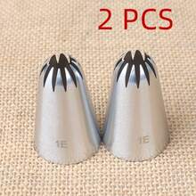 Large 304 Stainless Steel Cake Piping Tip 1E, Suitable For Cream Puffs, Cookies, Roses, Cupcakes, Home Wedding Birthday Cake Baking Tool - Multicolor - View 10