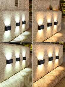戶外太陽能壁燈 8LED/10LED（白光、暖光）家用戶外照明燈具 太陽能凸透鏡上下照壁燈 適用於圍欄、柱子、停車場、車庫、花園及其他裝飾 1件/2件/6件 - 凸鏡壁燈 - 查看 11