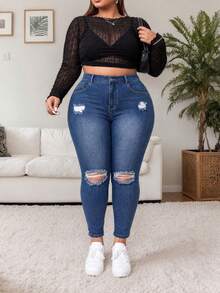 Plus Size Jeans - Blue - View 5