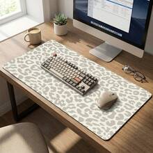 1pc Neutral Beige Leopard Print Extended Mouse Pad, Non-Slip Rubber Waterproof Stain-Resistant Smooth Desk Mat, Suitable For Home Office Laptop Study Gaming Desk Decoration, Fit For Gamers, Office Workers, Students, Girls And Desk Decor Enthusiasts - Multiple Styles - View 4