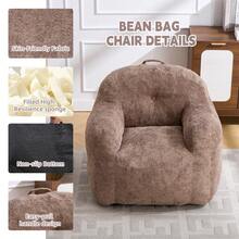 Modern European-American Style Beanbag / With Armrests / Plush Look Beanbag / No Assembly Required / Suitable For Living Room, Bedroom And Reading Corner - 卡其色 - 查看 4