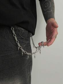 1pc Punk Rock Style Geometric Hollow Chain Rivet Tassel Pendant Men's Fashion Pants Chain, Hip Hop Casual Daily Wear, Horror Party, Rock Carnival, Street Photography, Couple Date Men's Versatile Pants Chain Gift - Pants Chain - View 9