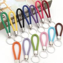 10pcs/Pack PU Braided Keychain 11.5cm Zinc Alloy Hook Simple Colorful Dopamine Leather Rope Pendant Keychain DIY Pendant Phone Lanyard Accessory - Woven Keychain - View 6
