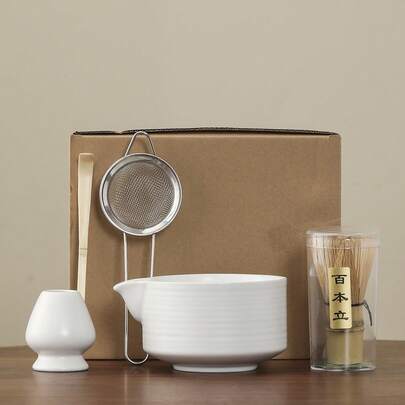 Matcha Tea Set Matcha Bowl Tea Whisk 100-Prong Set Song Dynasty Tea Ceremony Tools