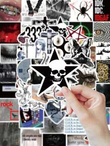 65 Pcs Dark Gothic Meme Stickers, Edgy Aesthetic Decals With Occult & Symbol Mashups For DIY Personalization, Alternative Subculture Vinyl Set For Kindle, Laptop, Notebook, Journal, Scrapbook Suplies, Office Decor, Desk Accessorries - Multicolor - View 4