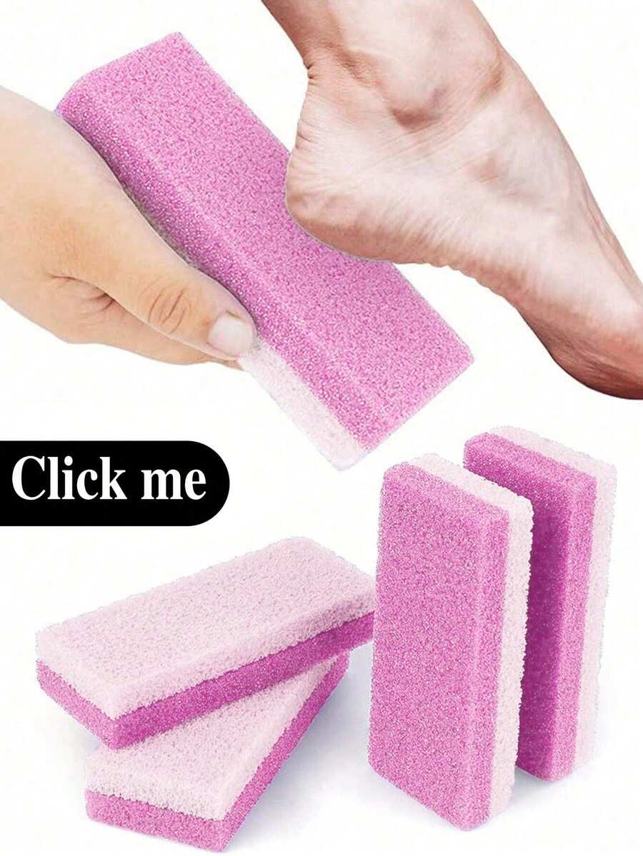 1/4pcs Pink Professional Foot Pumice Stone Exfoliating File, Used For Removing Foot Calluses And Dead Skin, Foot Scrubbing, Exfoliating Tool, Double-Sided Foot File, Pumice Stone, Foot Brush, Suitable For Home Personal Cleaning And Foot Care Tools - Pink - View 1