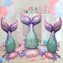 1pc New Large 61.2 Inch 3D Mermaid Tail Base Aluminum Foil Balloon, Suitable For Mermaid Theme Ocean Theme Party Decoration Balloon - View 4