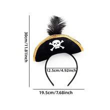 5/1pc Topi Kapten Bajak Laut Halloween, Perlengkapan Pesta Cosplay, Topi Felt Tengkorak - View 5
