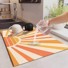 1pc 2D Flat Stove Protector Mat, Vintage Sun Pattern, Rubber Non-Slip Heat-Resistant Stove Cover Pad, Suitable For Induction Cooktop, Glass Stove, Multi-Functional Scratch-Resistant Mat, Best Choice For Oven, Washing Machine, Dryer, Kitchen Decor. - Multicolor - View 6