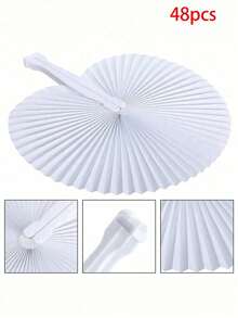 1/96pcs White Origami Folding Fans, Suitable For Wedding Use. These White Folding Fans Feature A Heart-Shaped Origami Pattern, Making Them An Ideal Decoration For Wedding Guests, And Also Suitable For Bridal Photography, Party Favors, Banquets And Wedding Ceremonies. As Part Of The Wedding Accessory Series, These Elegant Handheld Paper Folding Fans Are The Perfect Gift For The Summer Back-To-School Season. - A - View 15