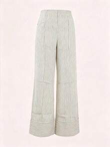 Women's Fashionable Versatile Striped Casual Pants White - White - View 3