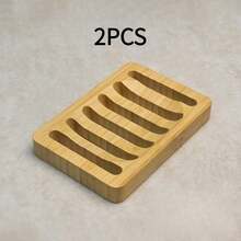 1-3pcs Natural Bamboo Soap Box Drain Soap Holer Bathroom Toilet Soap Rack Multi-Slot Design Fast Drain Keep Dry Non-Slip Base Simple Home Storage Rack Kitchen Washstand Cleaning Supplies Extend Soap Service Life - Multicolor - View 8